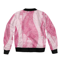 Polynesian Tribal Pattern Patchwork Picturesque Bomber Jacket Rose Pink