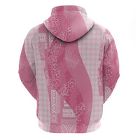 Polynesian Tribal Pattern Patchwork Picturesque Hoodie Rose Pink