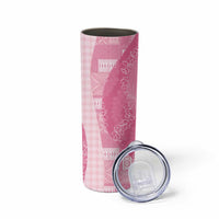 Polynesian Tribal Pattern Patchwork Picturesque Skinny Tumbler Rose Pink