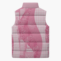 Polynesian Tribal Pattern Patchwork Picturesque Sleeveless Puffer Jacket Rose Pink
