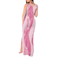 Polynesian Tribal Pattern Patchwork Picturesque Tank Maxi Dress Rose Pink