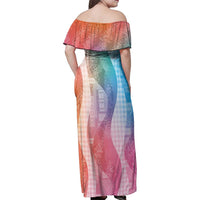 Polynesian Tribal Pattern Patchwork Picturesque Family Matching Off Shoulder Maxi Dress and Hawaiian Shirt Holographic