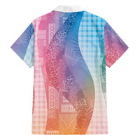 Polynesian Tribal Pattern Patchwork Picturesque Family Matching Off Shoulder Short Dress and Hawaiian Shirt Holographic