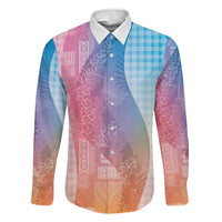 Polynesian Tribal Pattern Patchwork Picturesque Family Matching Off Shoulder Short Dress and Hawaiian Shirt Holographic