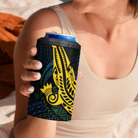 Personalized Solomon Islands Independence Anniversary 4 in 1 Can Cooler Tumbler Crocodile Mix Tapa LT7 - Polynesian Pride