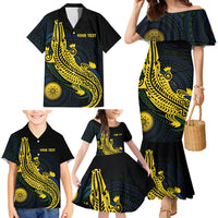 Personalized Solomon Islands Independence Anniversary Family Matching Mermaid Dress and Hawaiian Shirt Crocodile Mix Tapa LT7 - Polynesian Pride