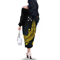 Personalized Solomon Islands Independence Anniversary Family Matching Off The Shoulder Long Sleeve Dress and Hawaiian Shirt Crocodile Mix Tapa LT7 - Polynesian Pride