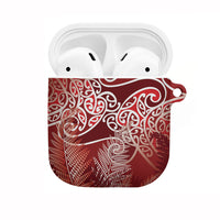 Aotearoa Maori Koru Curves AirPods Case Silver Ferns - Crimson Red