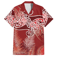 Aotearoa Maori Koru Curves Hawaiian Shirt Silver Ferns - Crimson Red