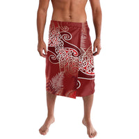 Aotearoa Maori Koru Curves Lavalava Silver Ferns - Crimson Red