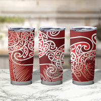 Aotearoa Maori Koru Curves Tumbler Cup Silver Ferns - Crimson Red