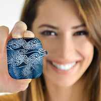 Aotearoa Maori Koru Curves AirPods Case Silver Ferns - Navy Blue