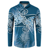 Aotearoa Maori Koru Curves Button Sweatshirt Silver Ferns - Navy Blue