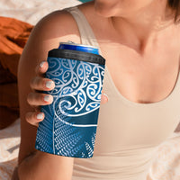 Aotearoa Maori Koru Curves 4 in 1 Can Cooler Tumbler Silver Ferns - Navy Blue