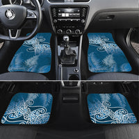 Aotearoa Maori Koru Curves Car Mats Silver Ferns - Navy Blue