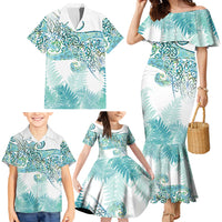 Aotearoa Maori Koru Curves Family Matching Mermaid Dress and Hawaiian Shirt Mossy Paua Shell