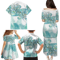 Aotearoa Maori Koru Curves Family Matching Puletasi and Hawaiian Shirt Mossy Paua Shell