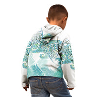 Aotearoa Maori Koru Curves Kid Hoodie Mossy Paua Shell