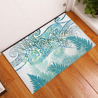 Aotearoa Maori Koru Curves Rubber Doormat Mossy Paua Shell