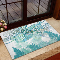 Aotearoa Maori Koru Curves Rubber Doormat Mossy Paua Shell