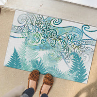 Aotearoa Maori Koru Curves Rubber Doormat Mossy Paua Shell