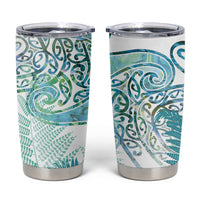 Aotearoa Maori Koru Curves Tumbler Cup Mossy Paua Shell