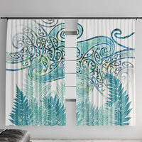 Aotearoa Maori Koru Curves Window Curtain Mossy Paua Shell