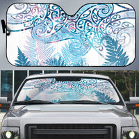 Aotearoa Maori Koru Curves Auto Sun Shade Aqua Paua Shell