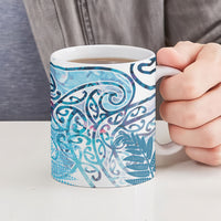Aotearoa Maori Koru Curves Ceramic Mug Aqua Paua Shell