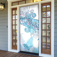 Aotearoa Maori Koru Curves Door Cover Aqua Paua Shell
