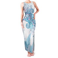 Aotearoa Maori Koru Curves Family Matching Tank Maxi Dress and Hawaiian Shirt Aqua Paua Shell