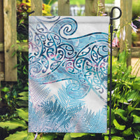 Aotearoa Maori Koru Curves Garden Flag Aqua Paua Shell