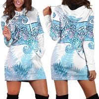 Aotearoa Maori Koru Curves Hoodie Dress Aqua Paua Shell