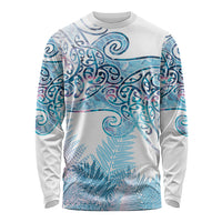 Aotearoa Maori Koru Curves Long Sleeve Shirt Aqua Paua Shell