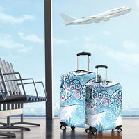 Aotearoa Maori Koru Curves Luggage Cover Aqua Paua Shell