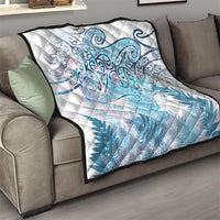 Aotearoa Maori Koru Curves Quilt Aqua Paua Shell