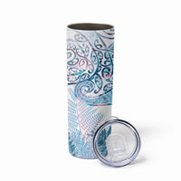Aotearoa Maori Koru Curves Skinny Tumbler Aqua Paua Shell