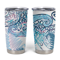Aotearoa Maori Koru Curves Tumbler Cup Aqua Paua Shell