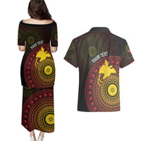 Papua New Guinea Independence Personalized Couples Matching Puletasi and Hawaiian Shirt Tapa Circle LT7 - Polynesian Pride