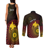 Papua New Guinea Independence Personalized Couples Matching Tank Maxi Dress and Long Sleeve Button Shirt Tapa Circle