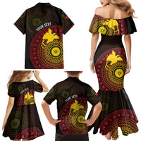 Papua New Guinea Independence Personalized Family Matching Mermaid Dress and Hawaiian Shirt Tapa Circle
