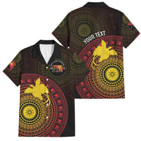 Papua New Guinea Independence Personalized Family Matching Mermaid Dress and Hawaiian Shirt Tapa Circle LT7 Dad's Shirt - Short Sleeve Black - Polynesian Pride
