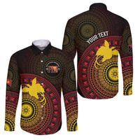 Papua New Guinea Independence Personalized Family Matching Mermaid Dress and Hawaiian Shirt Tapa Circle LT7 Dad's Shirt - Long Sleeve Black - Polynesian Pride