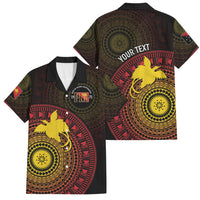 Papua New Guinea Independence Personalized Family Matching Off The Shoulder Long Sleeve Dress and Hawaiian Shirt Tapa Circle LT7 Dad's Shirt - Short Sleeve Black - Polynesian Pride