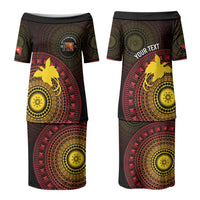 Papua New Guinea Independence Personalized Family Matching Puletasi and Hawaiian Shirt Tapa Circle LT7 Mom's Dress Black - Polynesian Pride