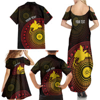 Papua New Guinea Independence Personalized Family Matching Summer Maxi Dress and Hawaiian Shirt Tapa Circle