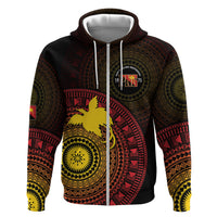 Papua New Guinea Independence Personalized Zip Hoodie Tapa Circle LT7 Zip Hoodie Black - Polynesian Pride