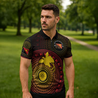 Papua New Guinea Independence Personalized Zipper Polo Shirt Tapa Circle
