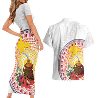 Hapi De Bilong Indipendens Papua New Guinea Couples Matching Short Sleeve Bodycon Dress and Hawaiian Shirt PNG Lime Pot LT7 - Polynesian Pride