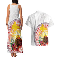 Hapi De Bilong Indipendens Papua New Guinea Couples Matching Tank Maxi Dress and Hawaiian Shirt PNG Lime Pot LT7 - Polynesian Pride
